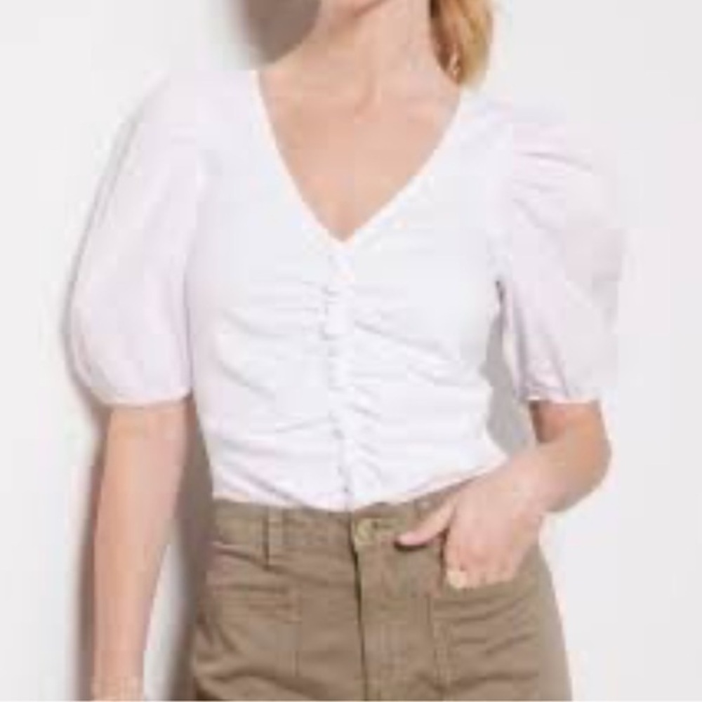 Nation LTD Cream Puff Sleeve Ruched Blouse
